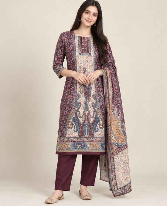 Amira suit set, styled image 1 made with AI, shown stitched