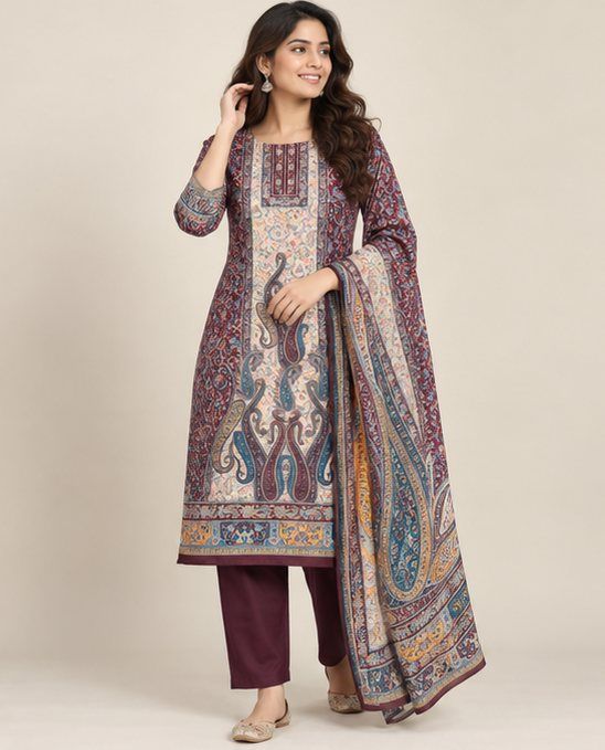 Amira suit set, styled image 2 made with AI, shown stitched