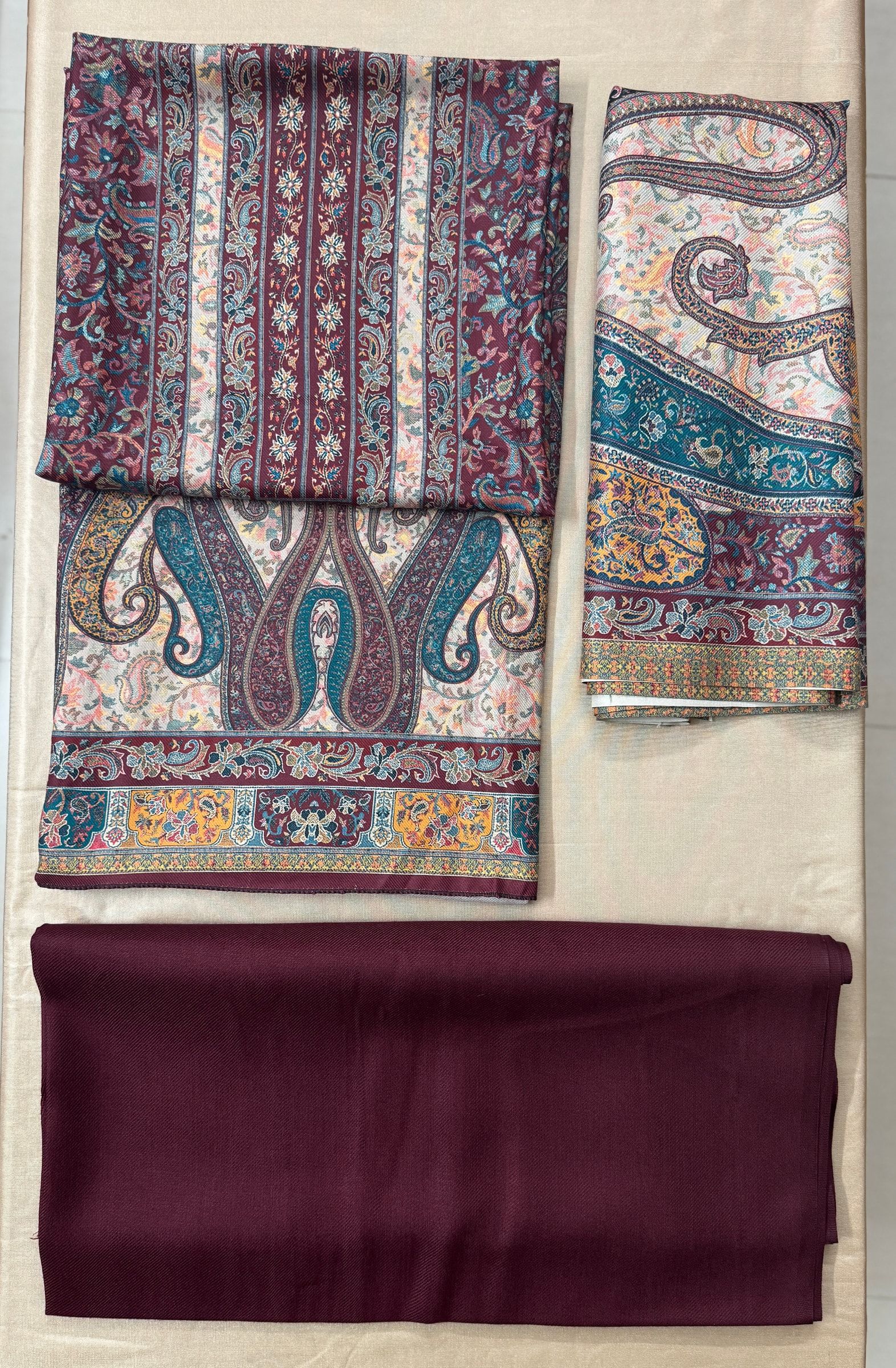 Amira suit set, real photo of the unstitched fabric